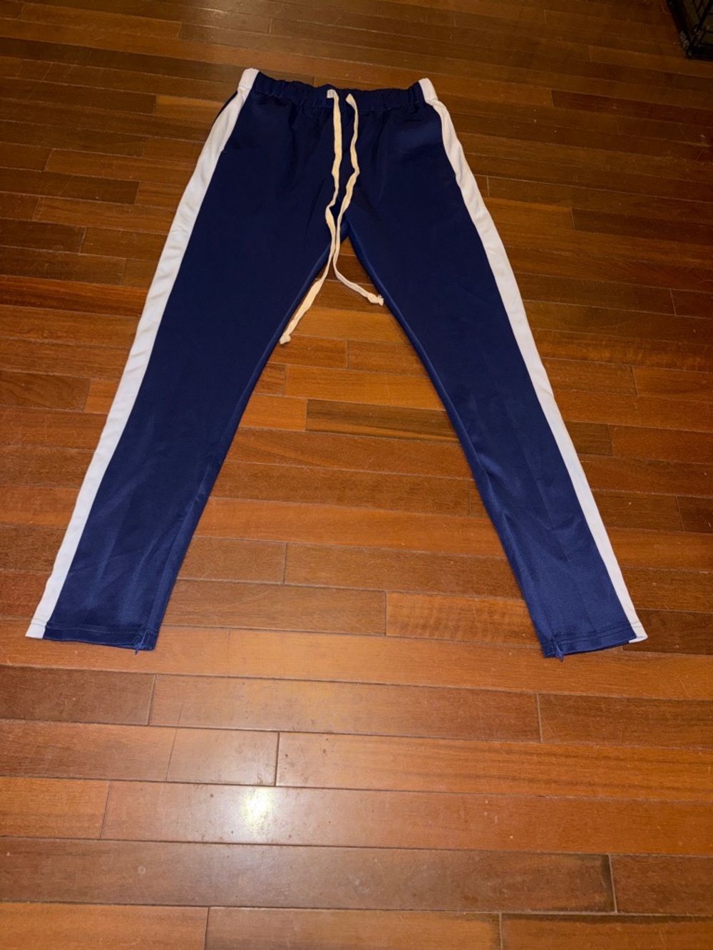 Men’s Navy Track Pants with White Side Stripes